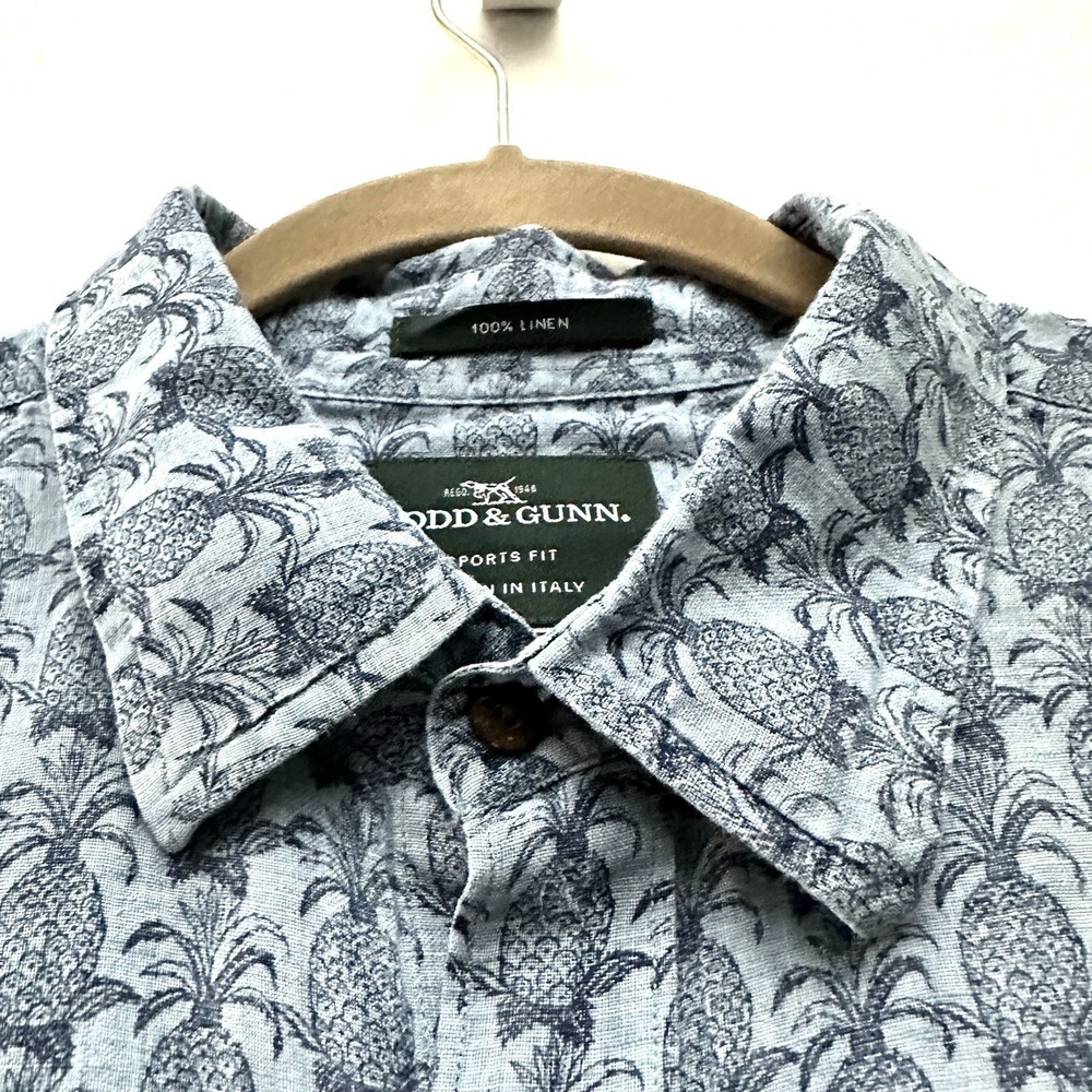 Rodd & Gunn XL Pineapple 100% Linen Button Shirt Sports Fit Italy
